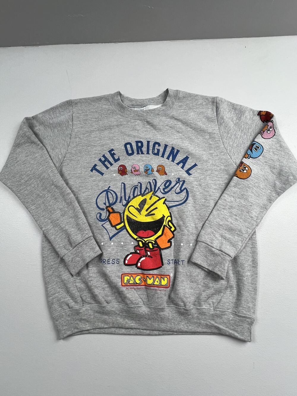 Gildan Sweatshirt Womens Medium Gray Pac-Man Original Player Graphic Fleece